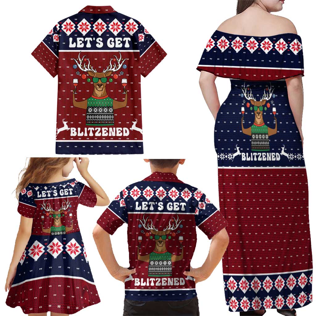 Lets Get Slouchy Christmas Family Matching Off Shoulder Maxi Dress and Hawaiian Shirt Funny Xmas Holiday Patterns - Wonder Print Shop