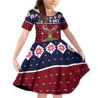Lets Get Slouchy Christmas Family Matching Off Shoulder Short Dress and Hawaiian Shirt Funny Xmas Holiday Patterns - Wonder Print Shop