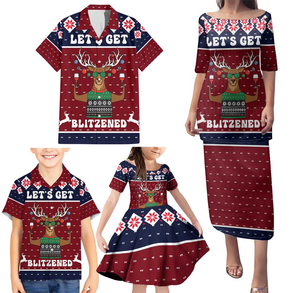 Lets Get Slouchy Christmas Family Matching Puletasi and Hawaiian Shirt Funny Xmas Holiday Patterns - Wonder Print Shop