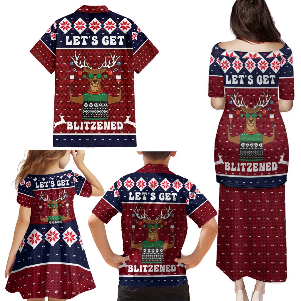 Lets Get Slouchy Christmas Family Matching Puletasi and Hawaiian Shirt Funny Xmas Holiday Patterns - Wonder Print Shop