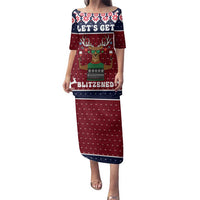 Lets Get Slouchy Christmas Family Matching Puletasi and Hawaiian Shirt Funny Xmas Holiday Patterns - Wonder Print Shop