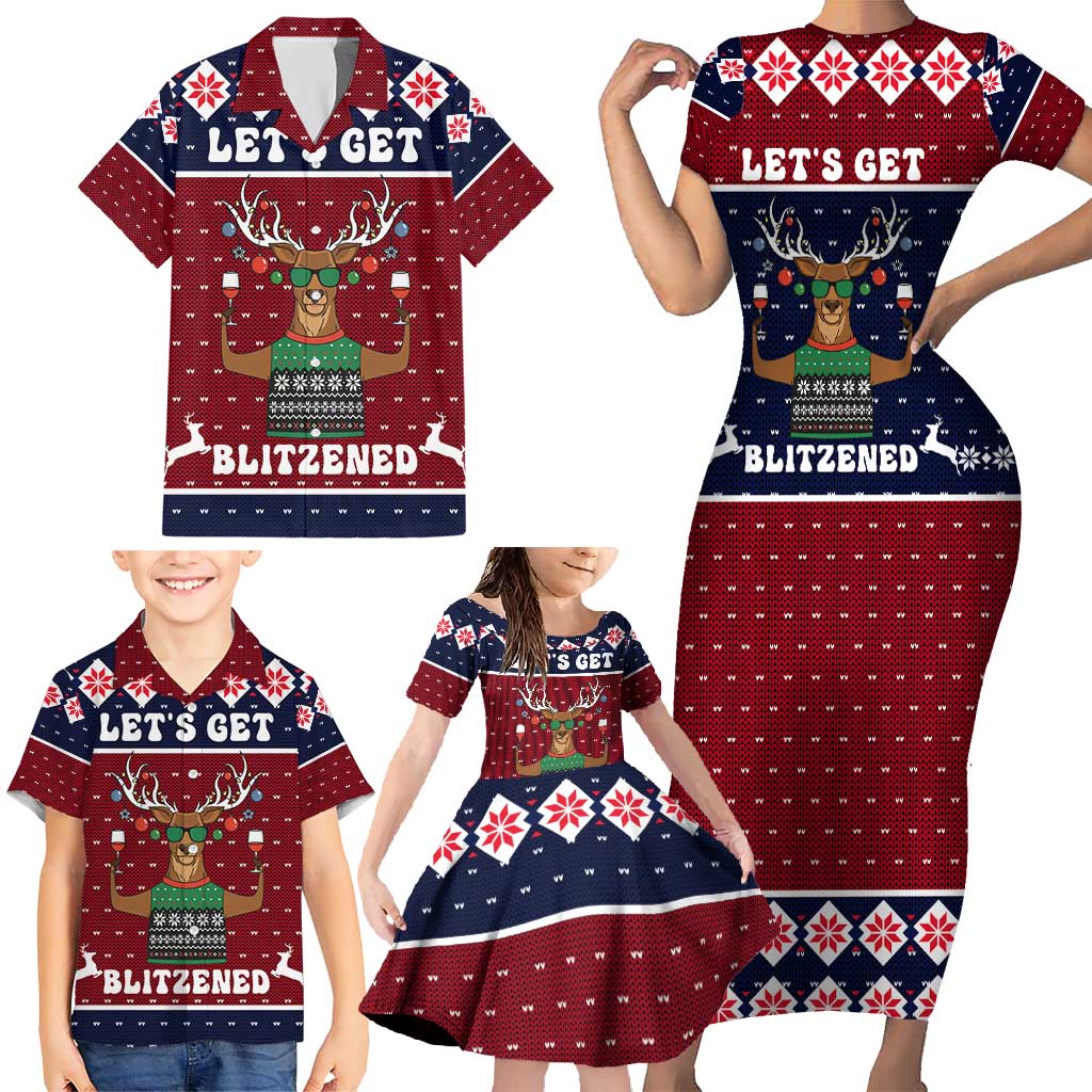 Lets Get Slouchy Christmas Family Matching Short Sleeve Bodycon Dress and Hawaiian Shirt Funny Xmas Holiday Patterns - Wonder Print Shop