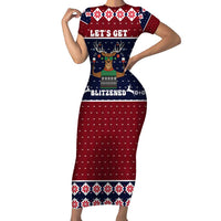 Lets Get Slouchy Christmas Family Matching Short Sleeve Bodycon Dress and Hawaiian Shirt Funny Xmas Holiday Patterns - Wonder Print Shop