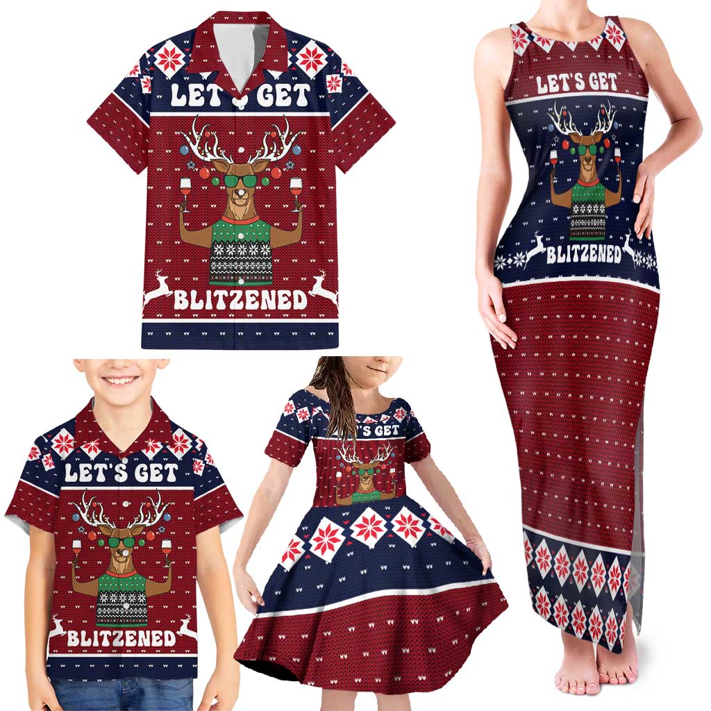 Lets Get Slouchy Christmas Family Matching Tank Maxi Dress and Hawaiian Shirt Funny Xmas Holiday Patterns - Wonder Print Shop