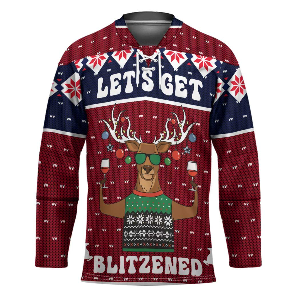 Lets Get Slouchy Christmas Hockey Jersey Funny Xmas Holiday Patterns - Wonder Print Shop