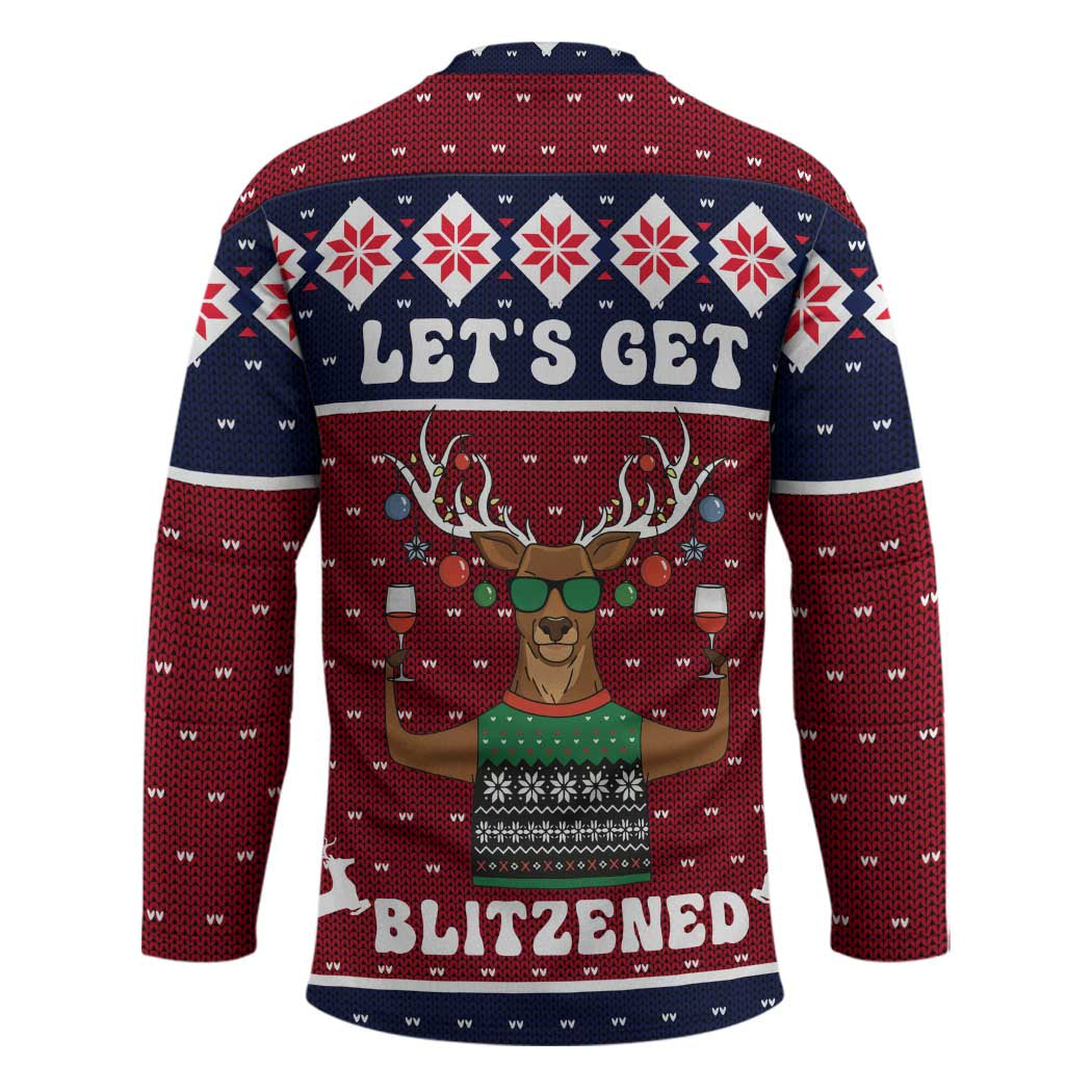 Lets Get Slouchy Christmas Hockey Jersey Funny Xmas Holiday Patterns - Wonder Print Shop