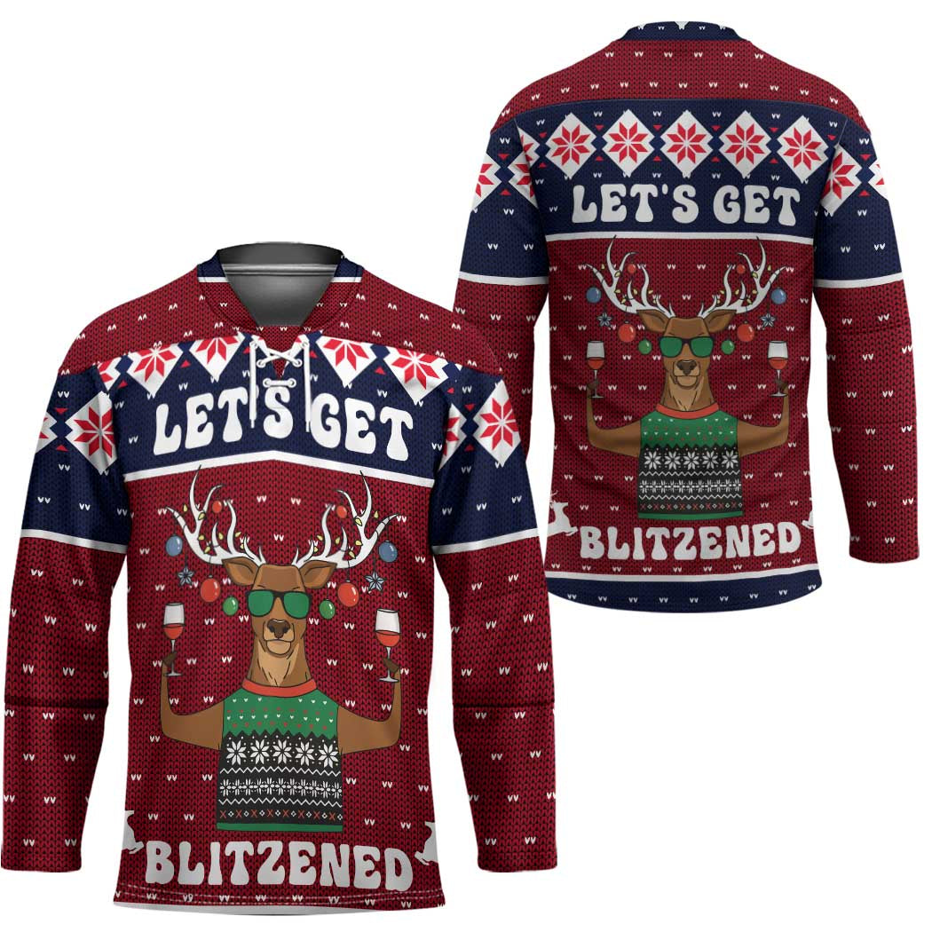 Lets Get Slouchy Christmas Hockey Jersey Funny Xmas Holiday Patterns - Wonder Print Shop