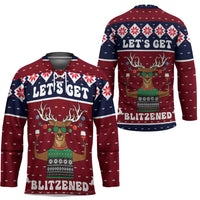Lets Get Slouchy Christmas Hockey Jersey Funny Xmas Holiday Patterns - Wonder Print Shop