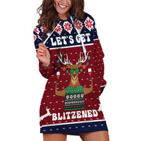 Lets Get Slouchy Christmas Hoodie Dress Funny Xmas Holiday Patterns - Wonder Print Shop