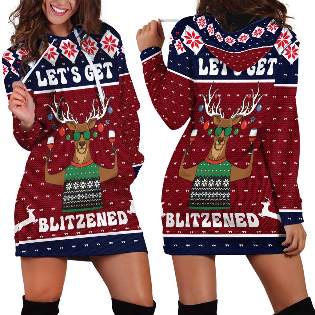 Lets Get Slouchy Christmas Hoodie Dress Funny Xmas Holiday Patterns - Wonder Print Shop