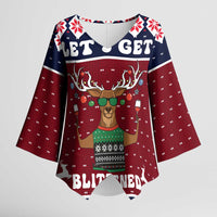 Lets Get Slouchy Christmas Kimono Sleeve Blouse Funny Xmas Holiday Patterns - Wonder Print Shop