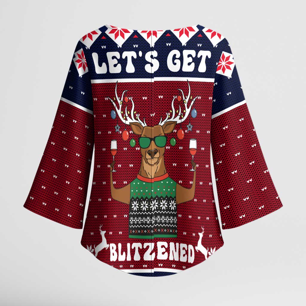 Lets Get Slouchy Christmas Kimono Sleeve Blouse Funny Xmas Holiday Patterns - Wonder Print Shop