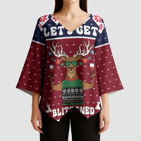 Lets Get Slouchy Christmas Kimono Sleeve Blouse Funny Xmas Holiday Patterns - Wonder Print Shop