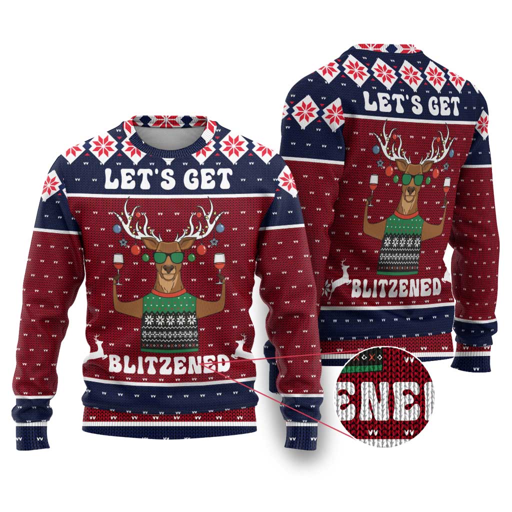 Lets Get Slouchy Christmas Ugly Christmas Sweater Funny Xmas Holiday Patterns - Wonder Print Shop