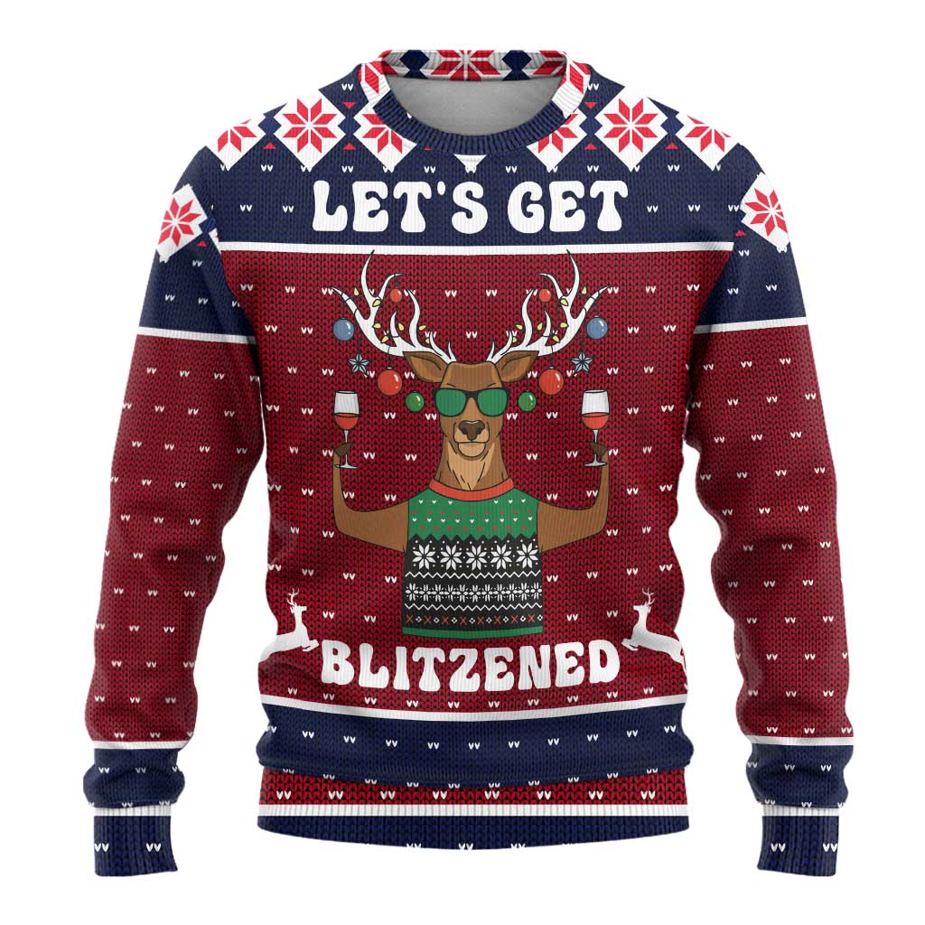 Lets Get Slouchy Christmas Ugly Christmas Sweater Funny Xmas Holiday Patterns - Wonder Print Shop