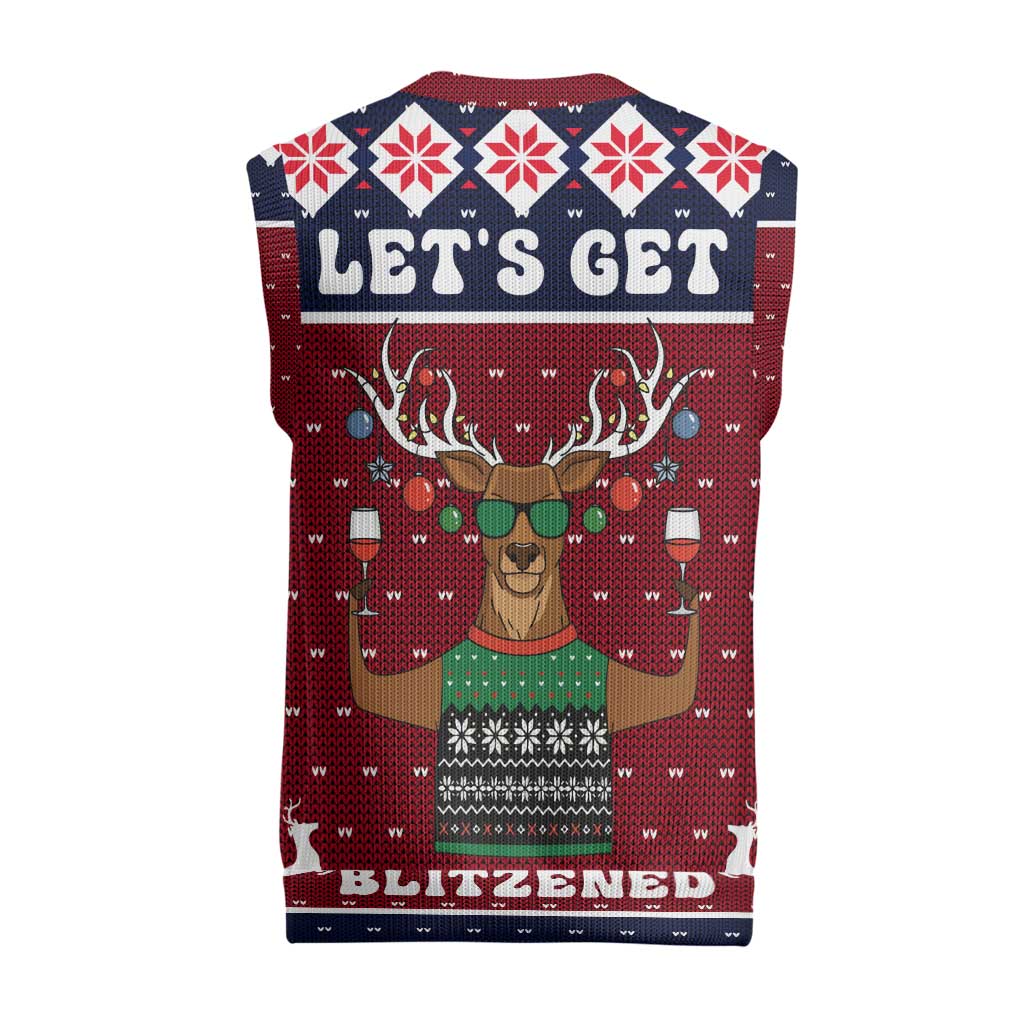 Lets Get Slouchy Christmas Knitted V-Neck Vest Funny Xmas Holiday Patterns - Wonder Print Shop