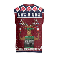 Lets Get Slouchy Christmas Knitted V-Neck Vest Funny Xmas Holiday Patterns - Wonder Print Shop