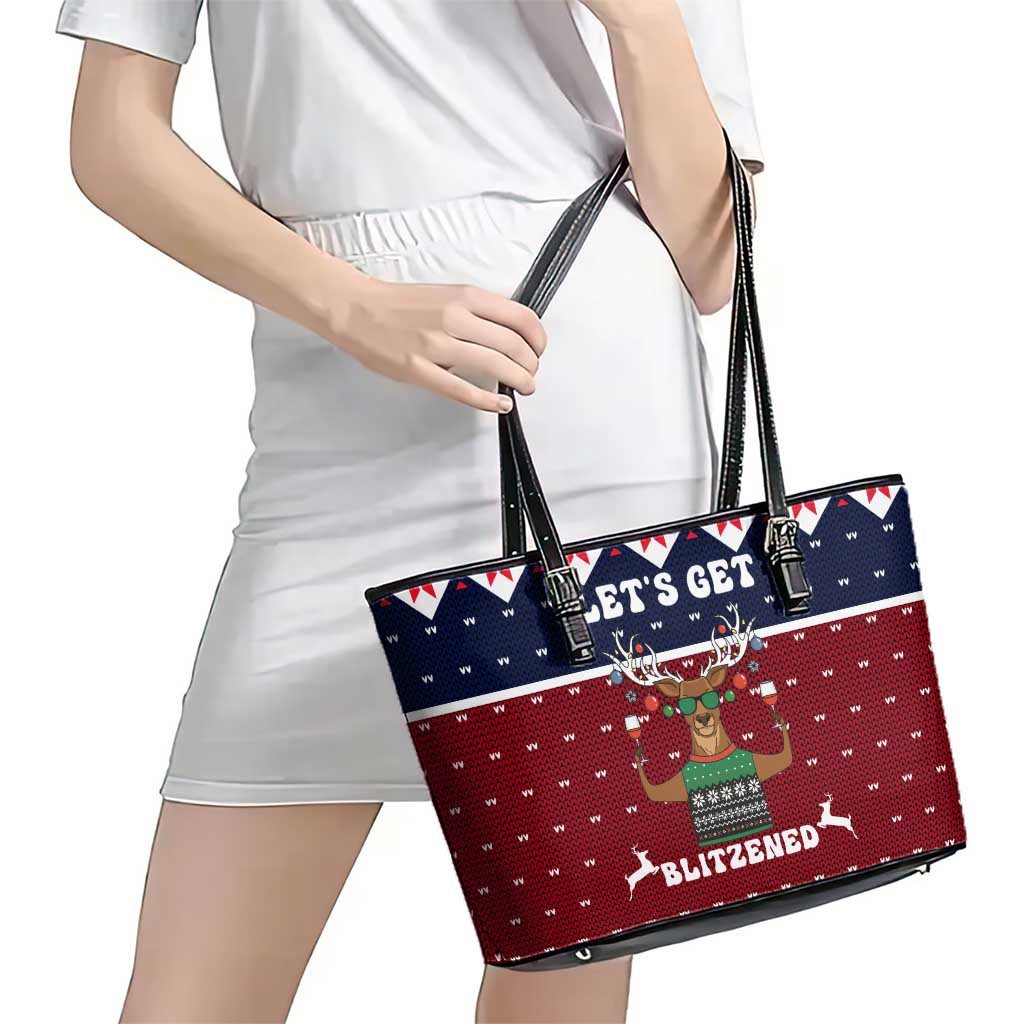 Lets Get Slouchy Christmas Leather Tote Bag Funny Xmas Holiday Patterns - Wonder Print Shop