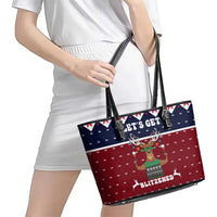 Lets Get Slouchy Christmas Leather Tote Bag Funny Xmas Holiday Patterns - Wonder Print Shop
