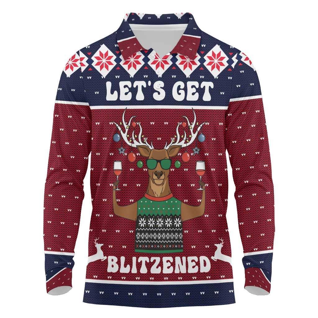 Lets Get Slouchy Christmas Long Sleeve Polo Shirt Funny Xmas Holiday Patterns - Wonder Print Shop