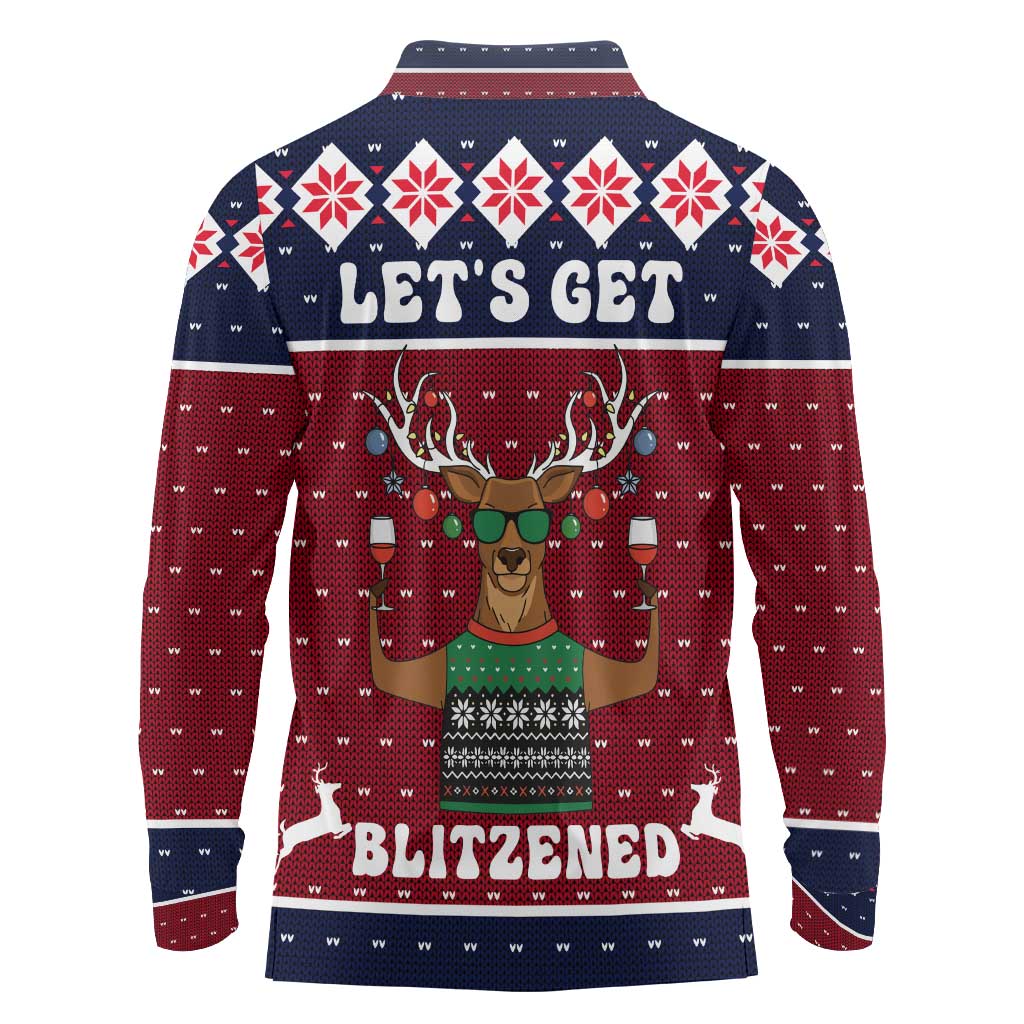 Lets Get Slouchy Christmas Long Sleeve Polo Shirt Funny Xmas Holiday Patterns - Wonder Print Shop