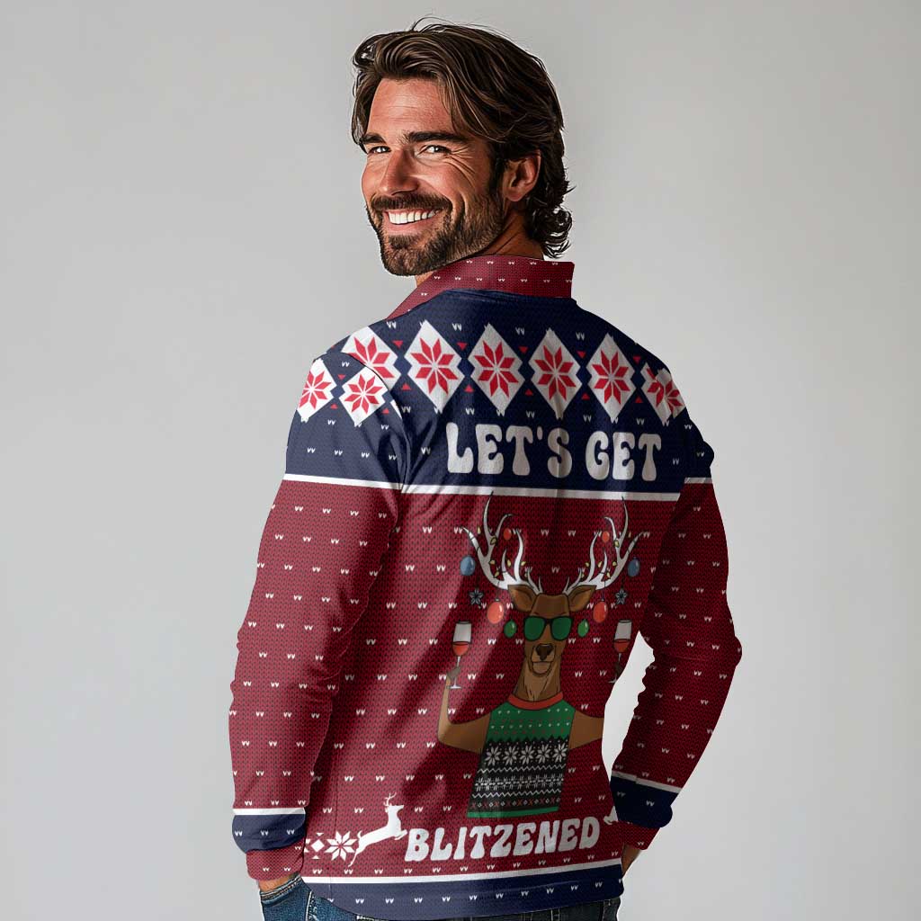 Lets Get Slouchy Christmas Long Sleeve Polo Shirt Funny Xmas Holiday Patterns - Wonder Print Shop