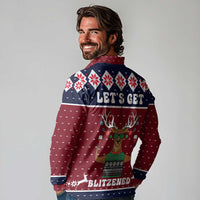 Lets Get Slouchy Christmas Long Sleeve Polo Shirt Funny Xmas Holiday Patterns - Wonder Print Shop