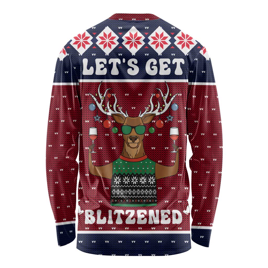 Lets Get Slouchy Christmas Long Sleeve Shirt Funny Xmas Holiday Patterns - Wonder Print Shop