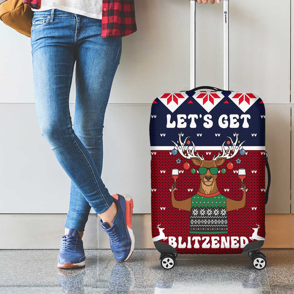 Lets Get Slouchy Christmas Luggage Cover Funny Xmas Holiday Patterns - Wonder Print Shop