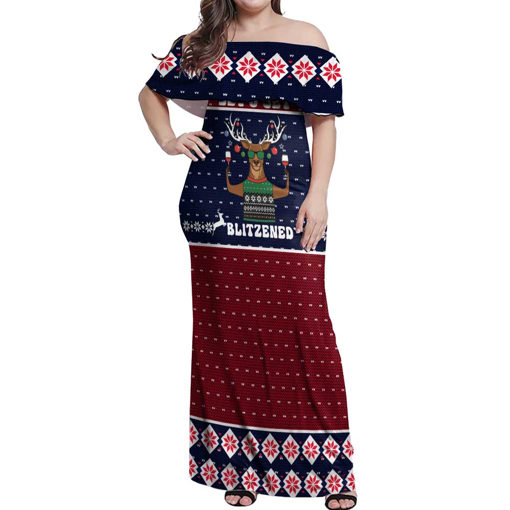 Lets Get Slouchy Christmas Off Shoulder Maxi Dress Funny Xmas Holiday Patterns - Wonder Print Shop