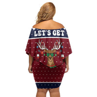 Lets Get Slouchy Christmas Off Shoulder Short Dress Funny Xmas Holiday Patterns - Wonder Print Shop