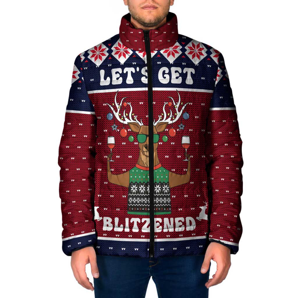 Lets Get Slouchy Christmas Padded Jacket Funny Xmas Holiday Patterns - Wonder Print Shop