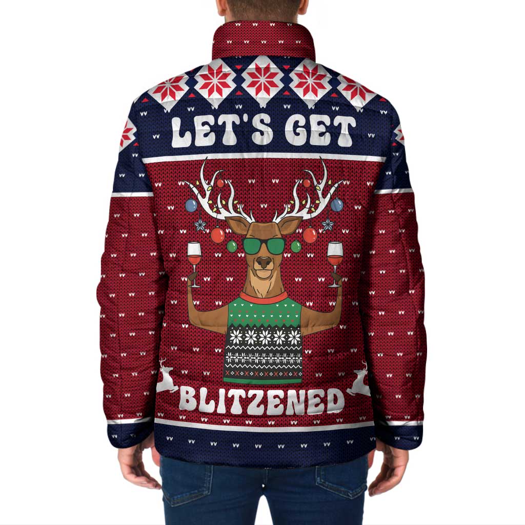 Lets Get Slouchy Christmas Padded Jacket Funny Xmas Holiday Patterns - Wonder Print Shop