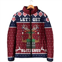 Lets Get Slouchy Christmas Padded Jacket Funny Xmas Holiday Patterns - Wonder Print Shop