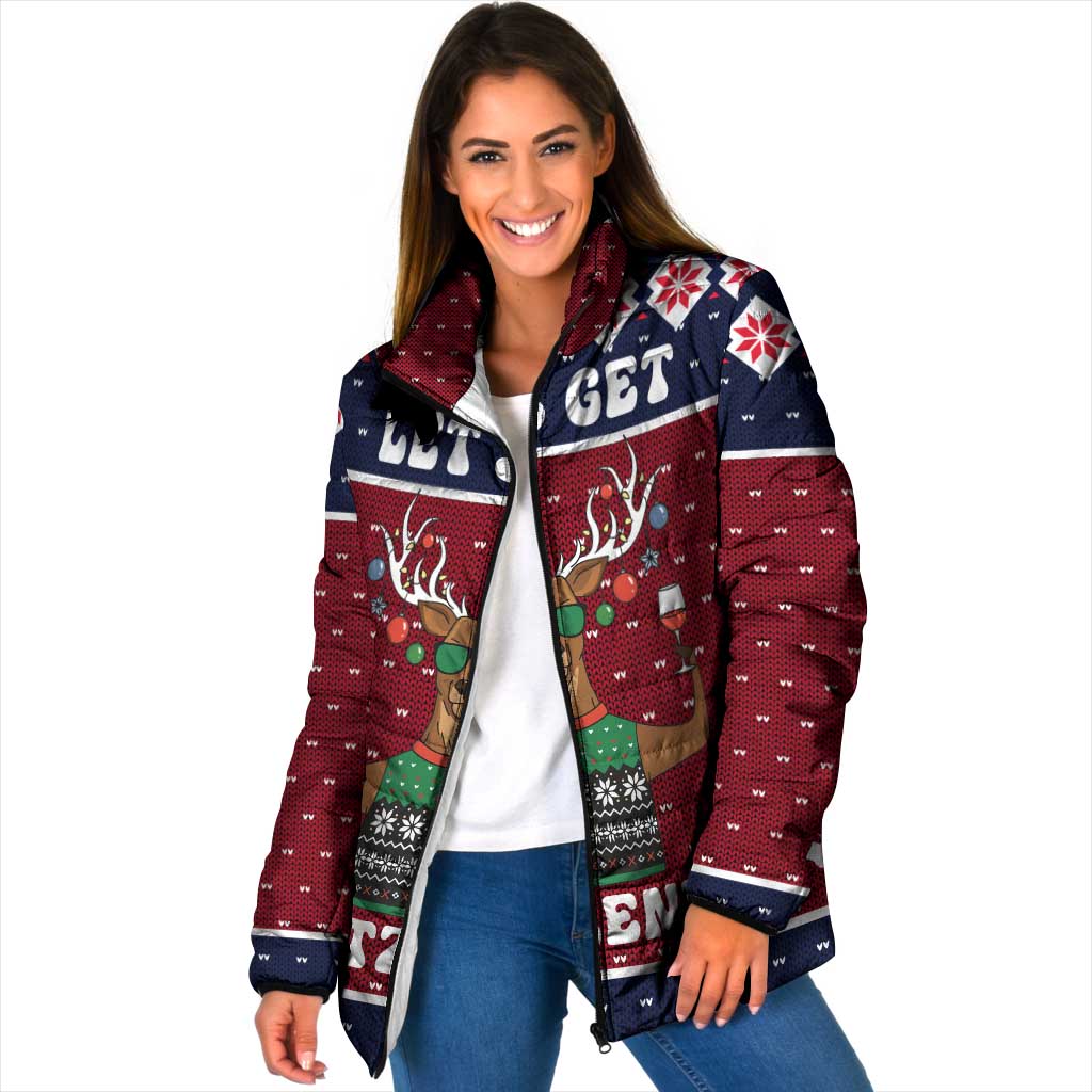 Lets Get Slouchy Christmas Padded Jacket Funny Xmas Holiday Patterns - Wonder Print Shop