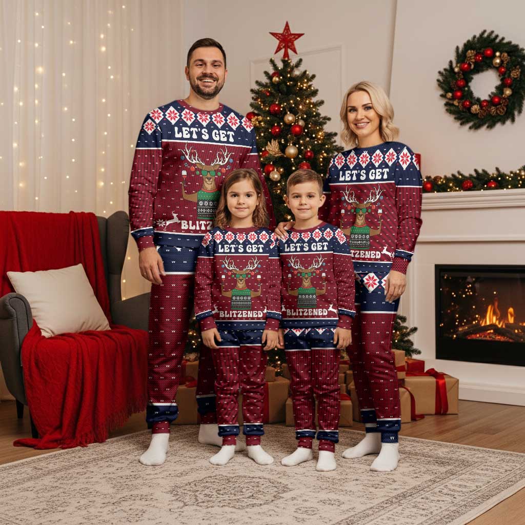 Lets Get Slouchy Christmas Pajama Set Funny Xmas Holiday Patterns - Wonder Print Shop