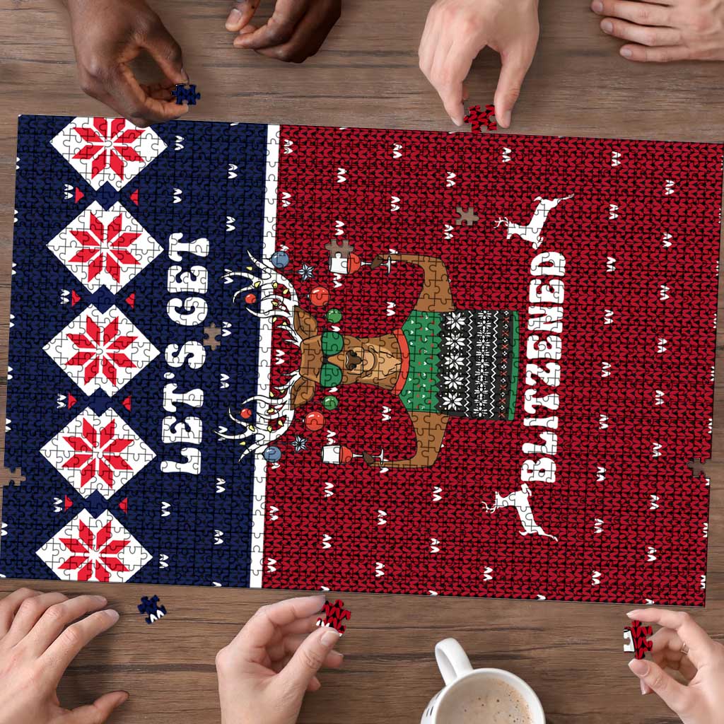 Lets Get Slouchy Christmas Puzzle Funny Xmas Holiday Patterns - Wonder Print Shop