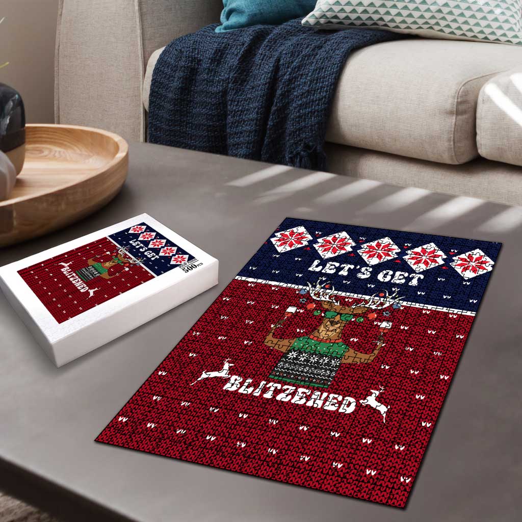 Lets Get Slouchy Christmas Puzzle Funny Xmas Holiday Patterns - Wonder Print Shop