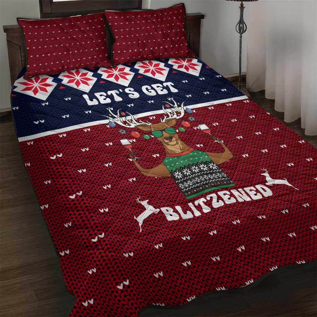 Lets Get Slouchy Christmas Quilt Bed Set Funny Xmas Holiday Patterns - Wonder Print Shop