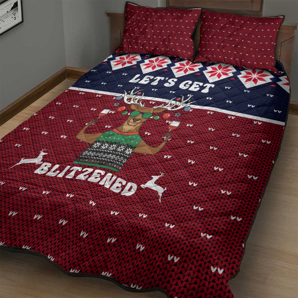 Lets Get Slouchy Christmas Quilt Bed Set Funny Xmas Holiday Patterns - Wonder Print Shop