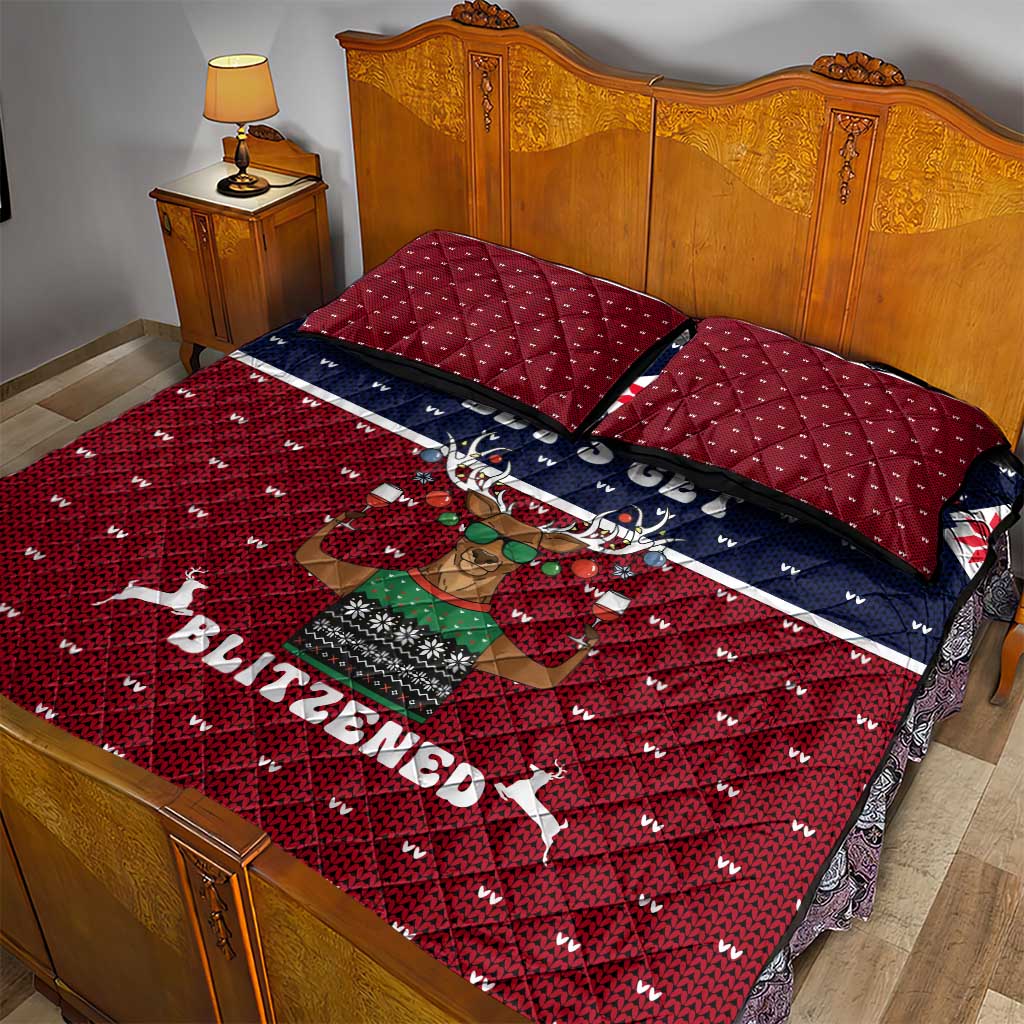 Lets Get Slouchy Christmas Quilt Bed Set Funny Xmas Holiday Patterns - Wonder Print Shop