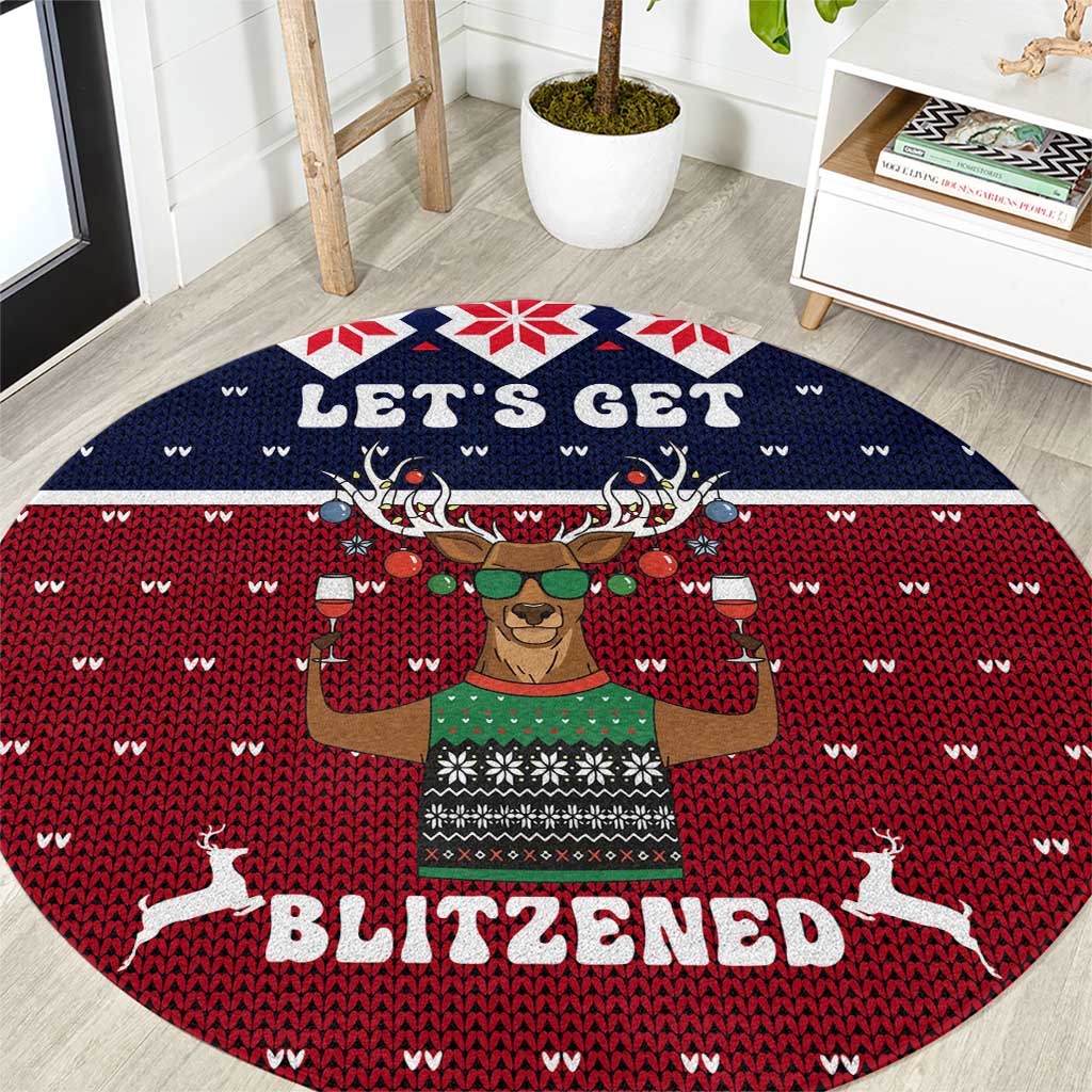 Lets Get Slouchy Christmas Round Carpet Funny Xmas Holiday Patterns - Wonder Print Shop