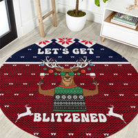Lets Get Slouchy Christmas Round Carpet Funny Xmas Holiday Patterns - Wonder Print Shop