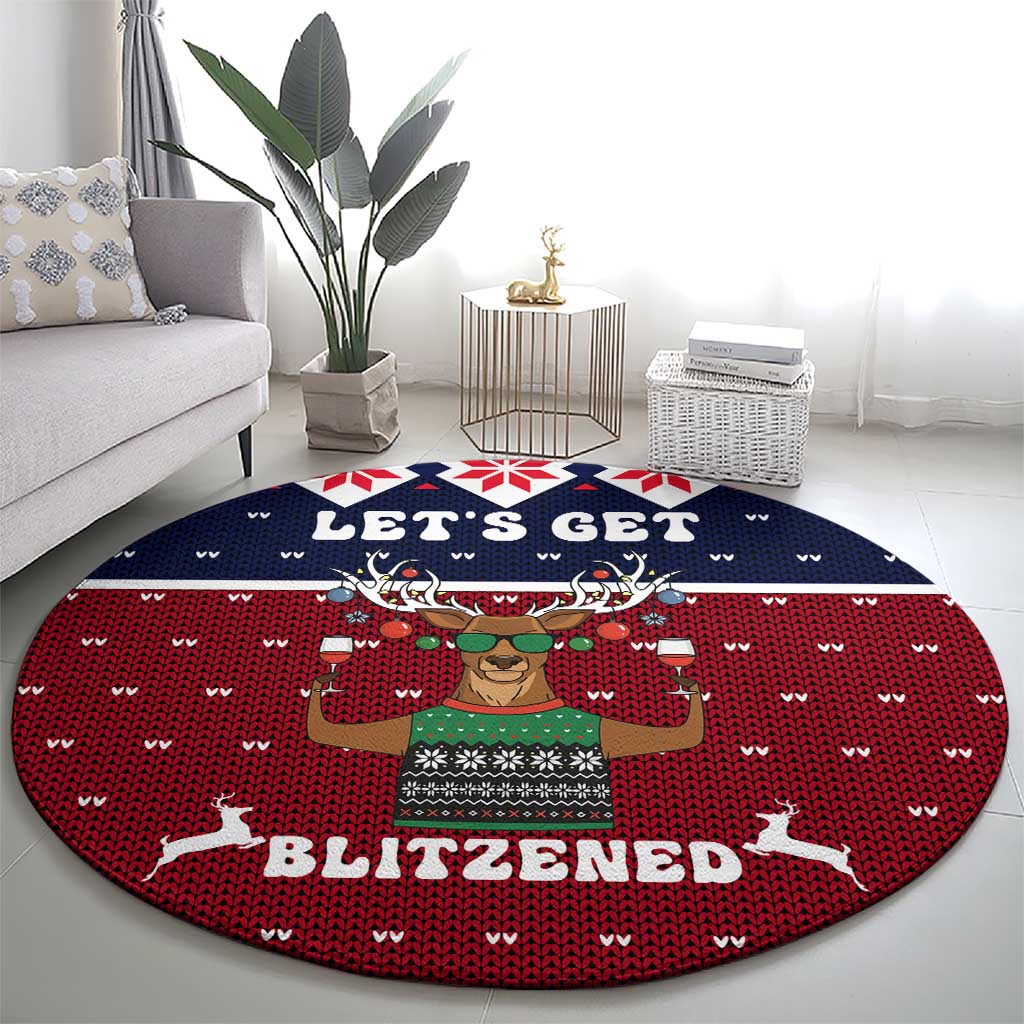 Lets Get Slouchy Christmas Round Carpet Funny Xmas Holiday Patterns - Wonder Print Shop