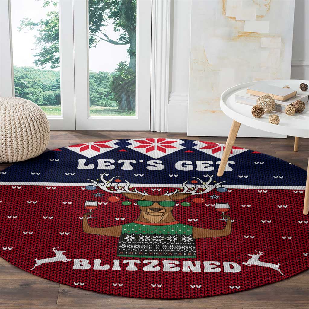Lets Get Slouchy Christmas Round Carpet Funny Xmas Holiday Patterns - Wonder Print Shop