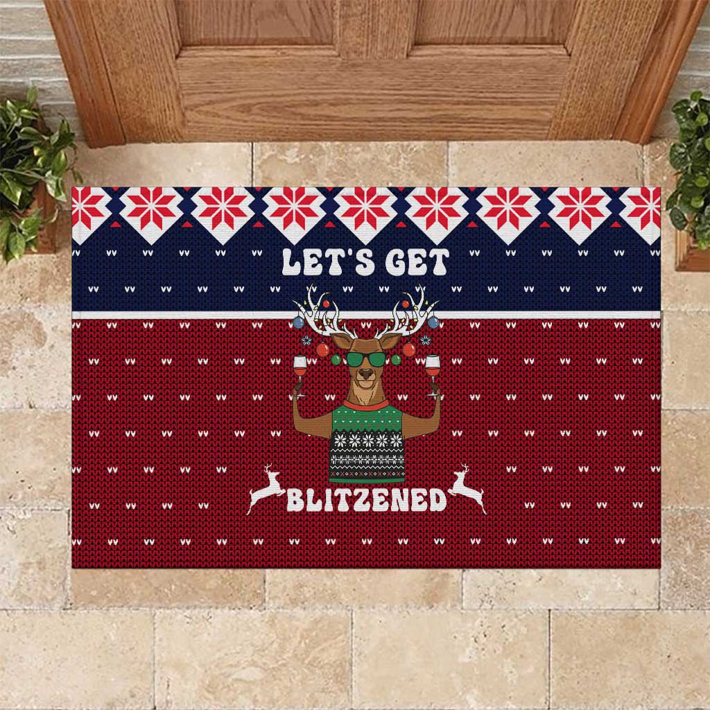 Lets Get Slouchy Christmas Rubber Doormat Funny Xmas Holiday Patterns - Wonder Print Shop