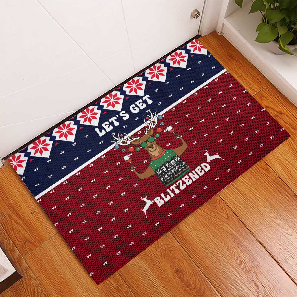 Lets Get Slouchy Christmas Rubber Doormat Funny Xmas Holiday Patterns - Wonder Print Shop