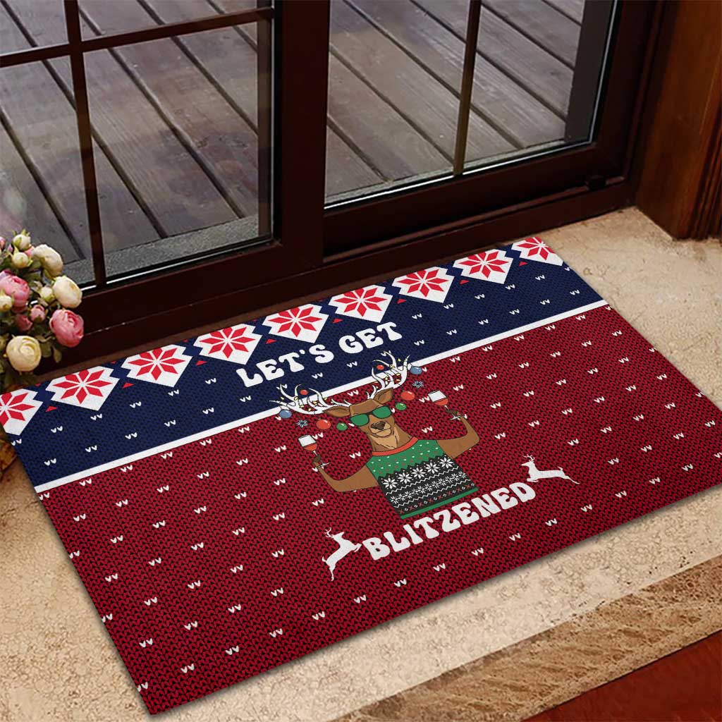 Lets Get Slouchy Christmas Rubber Doormat Funny Xmas Holiday Patterns - Wonder Print Shop