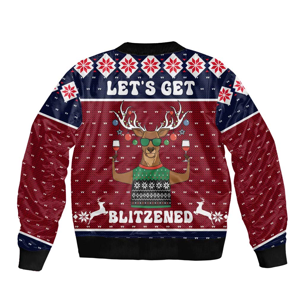 Lets Get Slouchy Christmas Sleeve Zip Bomber Jacket Funny Xmas Holiday Patterns - Wonder Print Shop