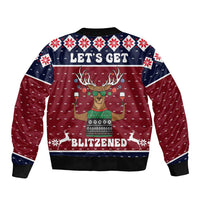 Lets Get Slouchy Christmas Sleeve Zip Bomber Jacket Funny Xmas Holiday Patterns - Wonder Print Shop
